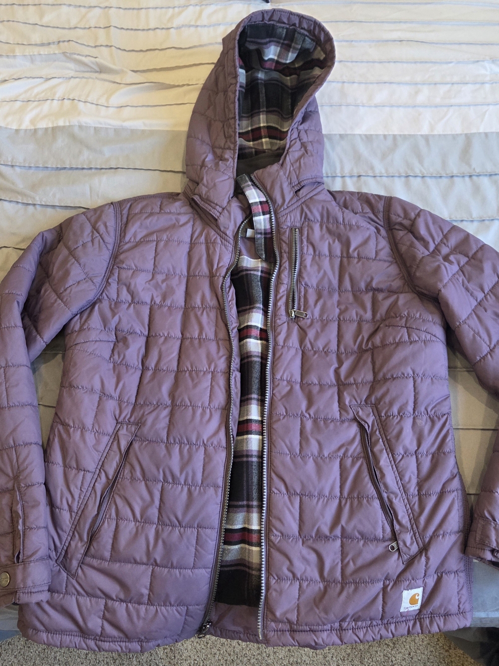 Carhartt Quilted Hooded Jacket in Lavender